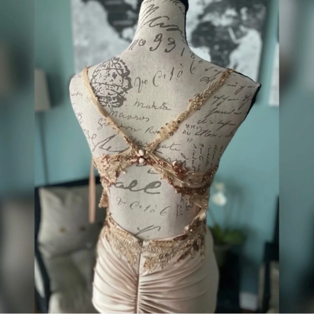 Champagne gold evening gown prom dress or formal dress - Picture 6 of 7